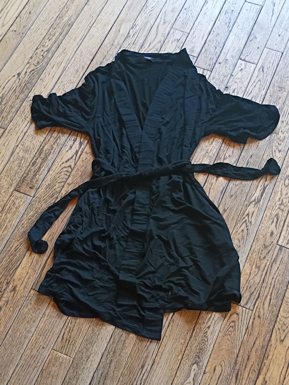 Adore Me Black Satin Wrap Robe
